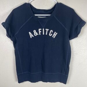 Abercrombie &‎ Fitch Womens Navy Blue Short Sleeve Logo Sweatshirt Size M